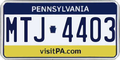 PA license plate MTJ4403