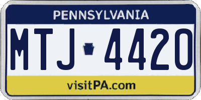 PA license plate MTJ4420