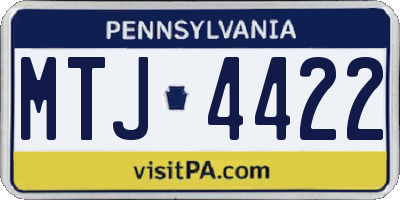 PA license plate MTJ4422