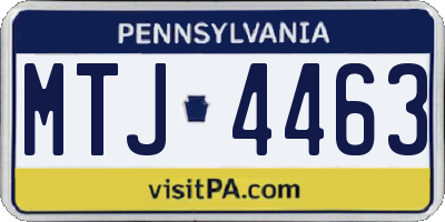 PA license plate MTJ4463