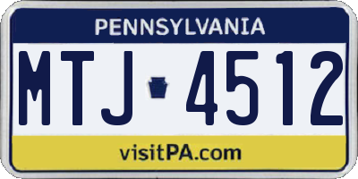 PA license plate MTJ4512