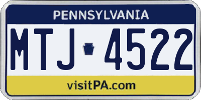 PA license plate MTJ4522