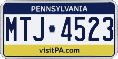 PA license plate MTJ4523