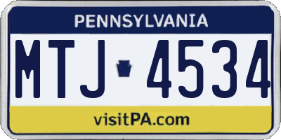 PA license plate MTJ4534