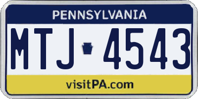 PA license plate MTJ4543