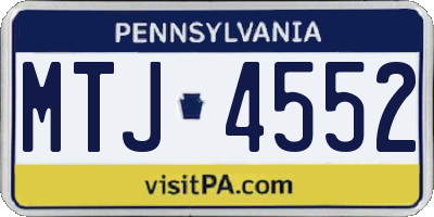 PA license plate MTJ4552