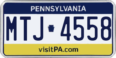 PA license plate MTJ4558