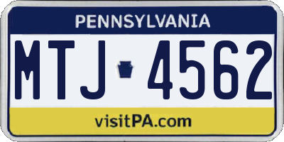 PA license plate MTJ4562