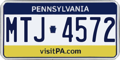 PA license plate MTJ4572