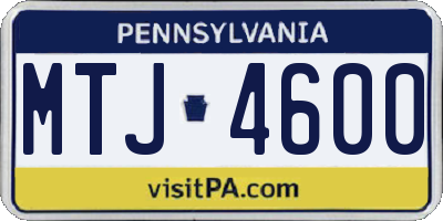 PA license plate MTJ4600