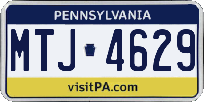 PA license plate MTJ4629