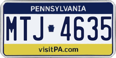 PA license plate MTJ4635