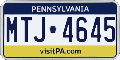 PA license plate MTJ4645