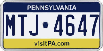 PA license plate MTJ4647