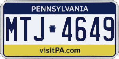 PA license plate MTJ4649