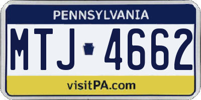 PA license plate MTJ4662