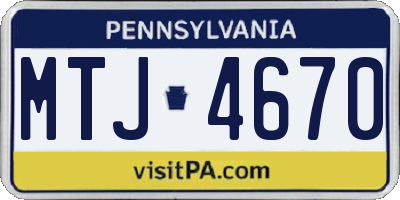 PA license plate MTJ4670