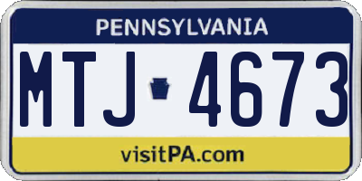 PA license plate MTJ4673