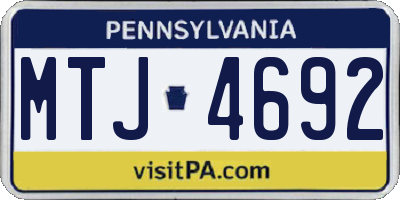 PA license plate MTJ4692