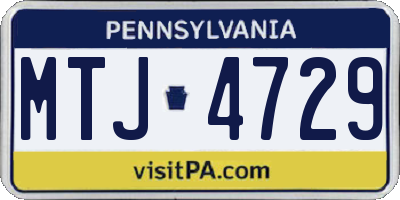 PA license plate MTJ4729