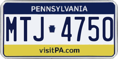 PA license plate MTJ4750
