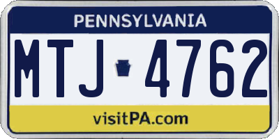 PA license plate MTJ4762