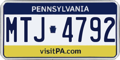 PA license plate MTJ4792