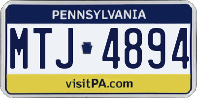 PA license plate MTJ4894