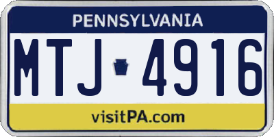 PA license plate MTJ4916