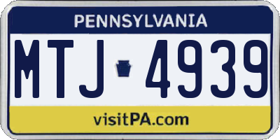 PA license plate MTJ4939