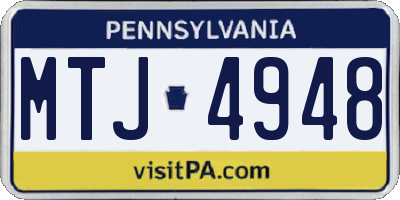 PA license plate MTJ4948