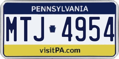 PA license plate MTJ4954