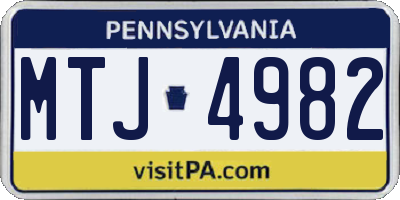 PA license plate MTJ4982