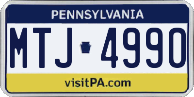 PA license plate MTJ4990