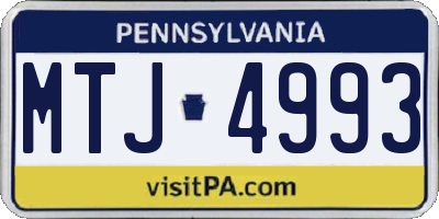 PA license plate MTJ4993