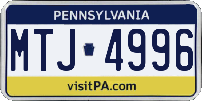 PA license plate MTJ4996