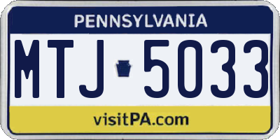 PA license plate MTJ5033