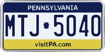 PA license plate MTJ5040