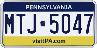 PA license plate MTJ5047