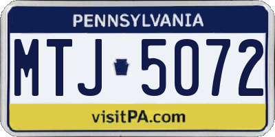PA license plate MTJ5072