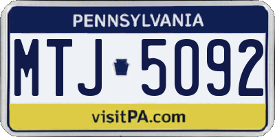 PA license plate MTJ5092