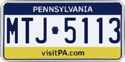 PA license plate MTJ5113