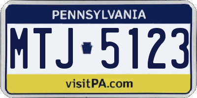 PA license plate MTJ5123