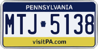 PA license plate MTJ5138