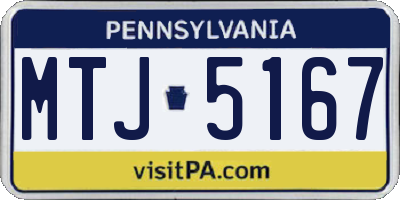 PA license plate MTJ5167