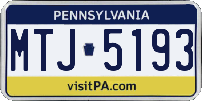 PA license plate MTJ5193