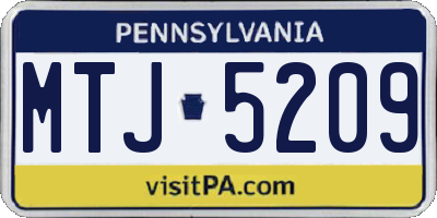 PA license plate MTJ5209