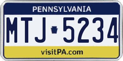 PA license plate MTJ5234