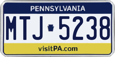 PA license plate MTJ5238