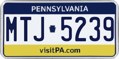 PA license plate MTJ5239